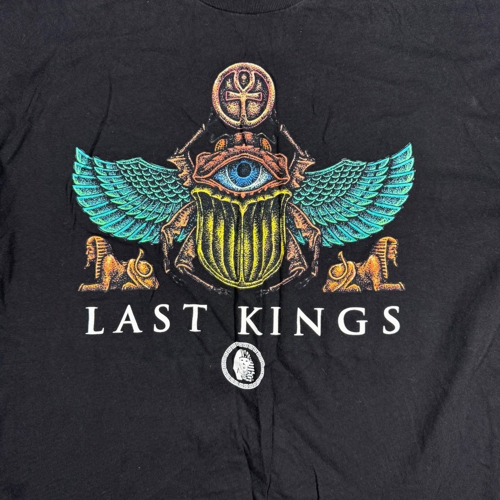 Last Kings Men's‎ L Black Pharaoh Scarab Front Back Graphic T Shirt
